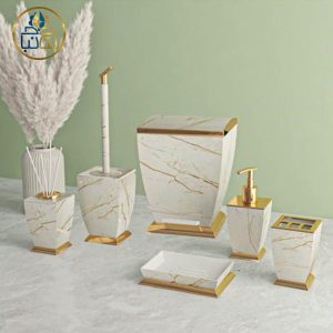 سرویس6پارچه آوا طرح سنگ سفید طلایی